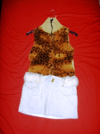 fur vest and white skirt w fur